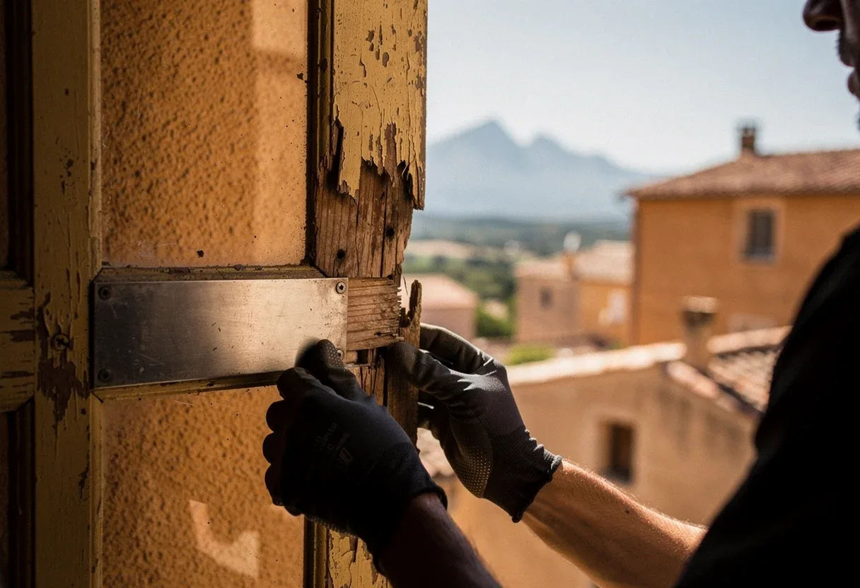 Mise en sécurité d'une porte après effraction à Saleilles